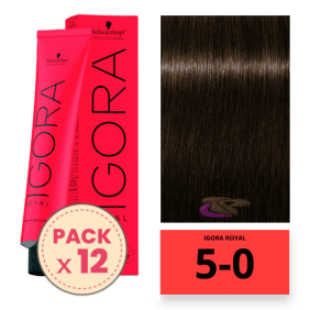 Schwarzkopf - Pack 12 Tintes Igora Royal 5/0 Castaño Claro 60 ml