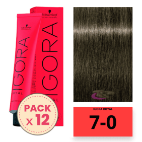 Schwarzkopf - Pack 12 Tintes Igora Royal 7/0 Rubio Medio 60 ml