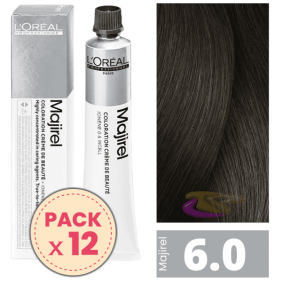 L`Oréal - Pack 12 Tintes MAJIREL 6.0 Rubio Oscuro Profundo 50 ml