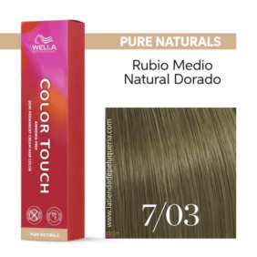 Wella - Baño COLOR TOUCH Pure Naturals 7/03 Rubio Medio Natural Dorado (sin amoníaco y vegano) 60 ml