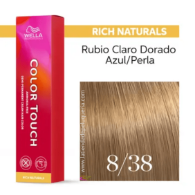 Wella - Baño COLOR TOUCH Rich Naturals 8/38 Rubio Claro Dorado Perla (sin amoníaco y vegano) 60 ml