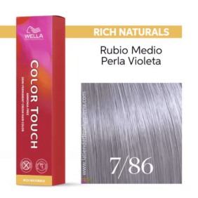 Wella - Baño COLOR TOUCH Rich Naturals 7/86 Rubio Medio Perla Violeta (sin amoníaco y vegano) 60 ml