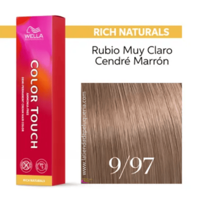 Wella - Baño COLOR TOUCH Rich Naturals 9/97 Rubio Muy Claro Cendré Marrón (sin amoníaco y vegano) 60 ml