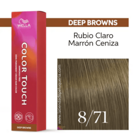 Wella - Baño COLOR TOUCH Deep Browns 8/71 Rubio Claro Marrón Ceniza (sin amoníaco y vegano) 60 ml