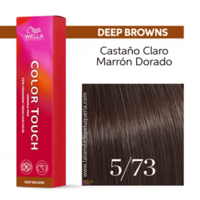 Wella - Baño COLOR TOUCH Deep Browns 5/73 Castaño Claro Marrón Dorado (sin amoníaco y vegano) 60 ml