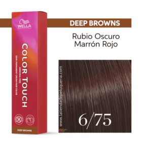 Wella - Baño COLOR TOUCH Deep Browns 6/75 Rubio Oscuro Marrón Caoba (sin amoníaco y vegano) 60 ml