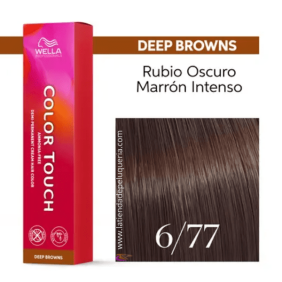 Wella - Baño COLOR TOUCH Deep Browns 6/77 Rubio Oscuro Marrón Intenso (sin amoníaco y vegano) 60 ml