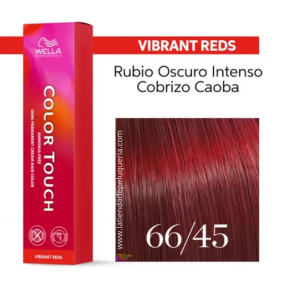 Wella - Baño COLOR TOUCH Vibrant Reds 66/45 Rubio Oscuro Intenso Cobrizo Caoba (sin amoníaco y vegano) 60 ml