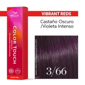 Wella - Baño COLOR TOUCH Vibrant Reds 3/66 Castaño Oscuro Violeta Intenso (sin amoníaco y vegano) 60 ml