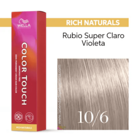 Wella - Baño COLOR TOUCH Rich Naturals 10/6 Rubio Súper Claro Violeta (sin amoníaco y vegano) 60 ml