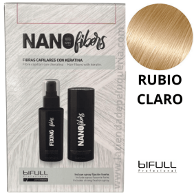 Bifull - Fibras Capilares NANOFIBERS con Keratina color RUBIO CLARO 25 gr + Spray Fijador