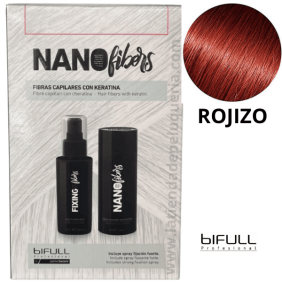 Bifull - Fibras Capilares NANOFIBERS con Keratina color ROJIZO 25 gr + Spray Fijador